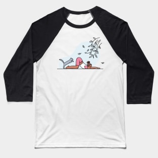 YOGA WITH CAT ILLUSTRATION Baseball T-Shirt